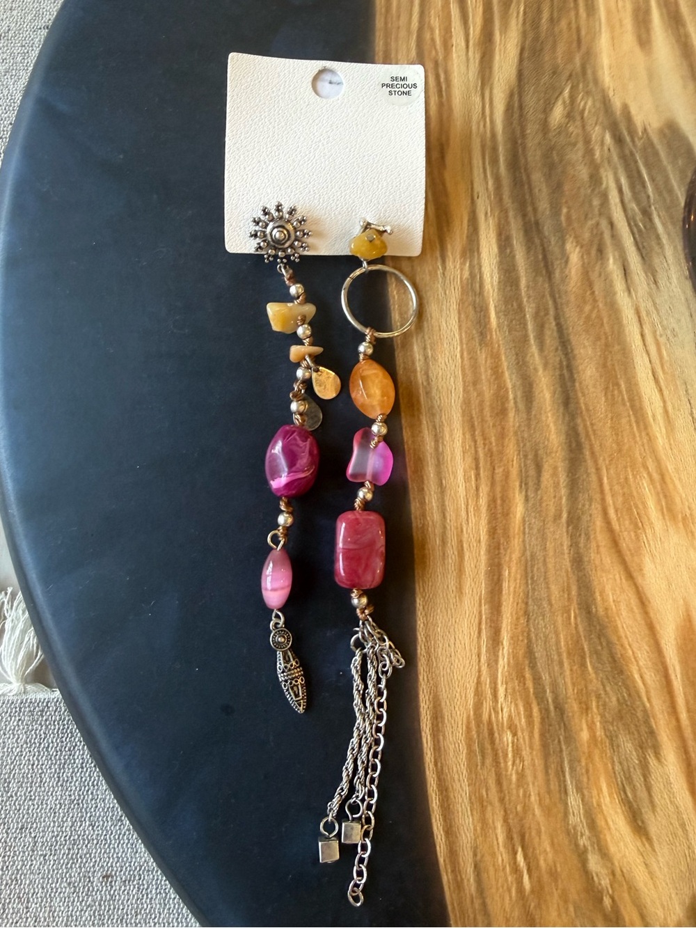 Free People Semi Precious Stone Multicolor Statement Earrings - There She Goes